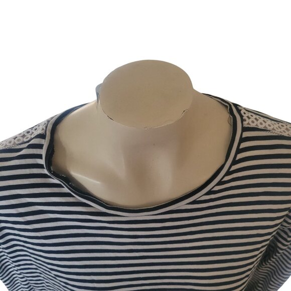 Michael Kors Striped Long-Sleeve Top With Crochet Details Womens‎ XL - Picture 2 of 7